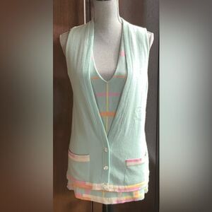 CHANEL Mint Green Cardigan with Multicolor Accents